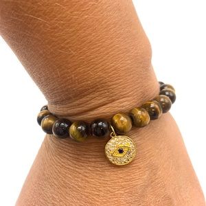 Tigers eye protection eveil eye beaded bracelet